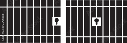 jail icon set. Editable stroke. Trendy glyph icon of secure jail cell structure