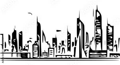 Futuristic City Skyline Vector