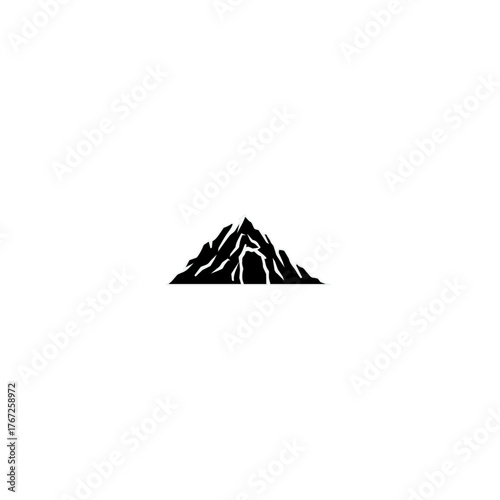 Mountain with cave silhouette vector icon isolated on white background.