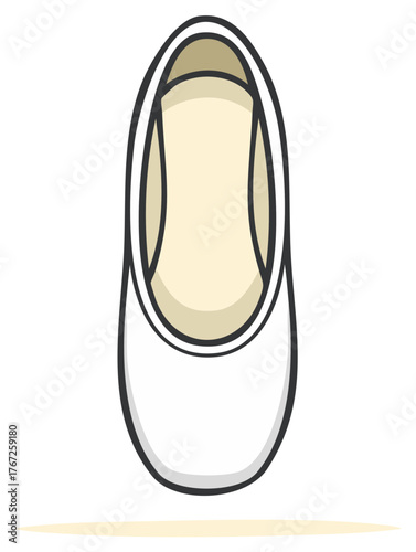 White Ballet Slipper Flat Shoe Illustration Overhead View