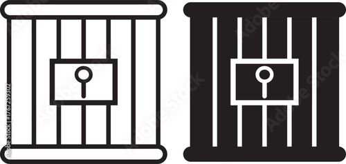 jail icon set. Editable stroke. Trendy glyph icon of secure jail cell structure