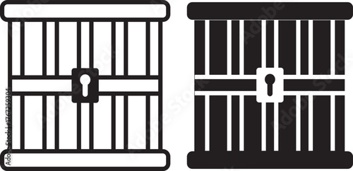 jail icon set. Editable stroke. Trendy glyph icon of secure jail cell structure