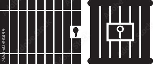 jail icon set. Editable stroke. Trendy glyph icon of secure jail cell structure