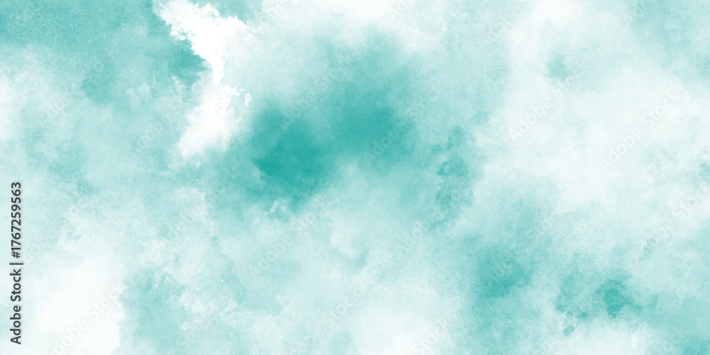 Fototapeta premium Delicate Pastel green or white sky watercolor painting, Soft watercolor texture background with gentle and white green hues, Summer minimalistic background, Ideal for a variety of design projects.