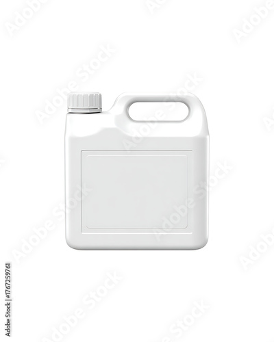 Clean white plastic jerry can with handle and cap