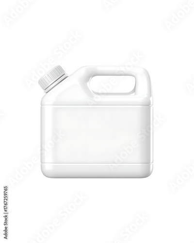 Clean white plastic jerry can with handle and spout