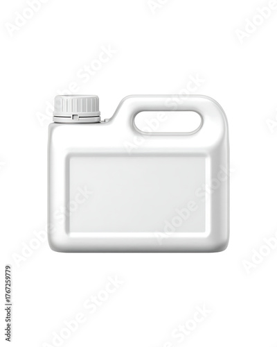 White plastic jerry can with handle and screw cap