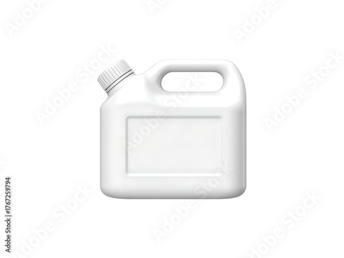 White plastic jerry can with handle and cap isolated on white background