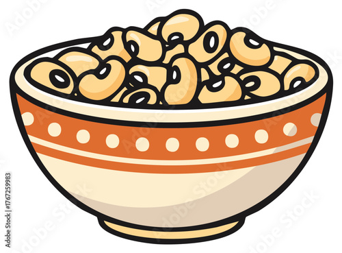 Bowl full of black eyed peas beans ready to be cooked and served as tasty meal