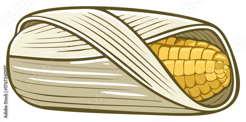 Traditional Tamale Wrapped in a Corn Husk Vector Illustration