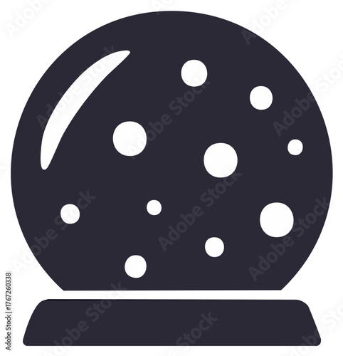 Snow Globe Vector Icon: Dark blue spherical glass decoration with white spots. A seasonal object that evokes winter holiday magic