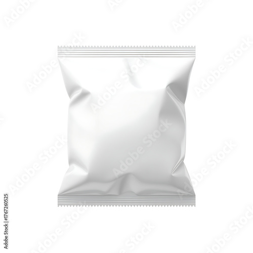 Blank white snack bag packaging mockup on white background