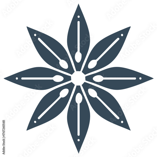 Stylized Star Anise Spice Icon Vector Graphic Simple Geometric Flower