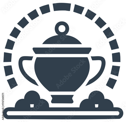 Cremation urn glyph icon for funeral memorial and afterlife concept design