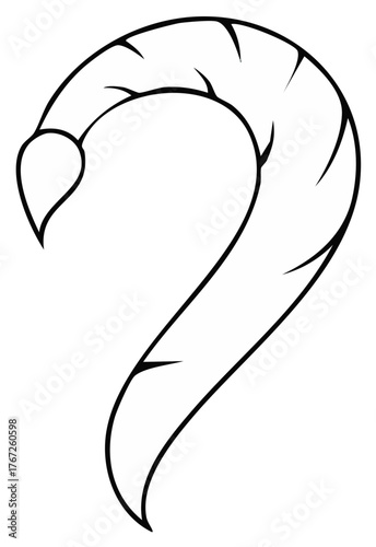 Traditional Tribal Style Curved Fishing Hook Outline Vector Illustration