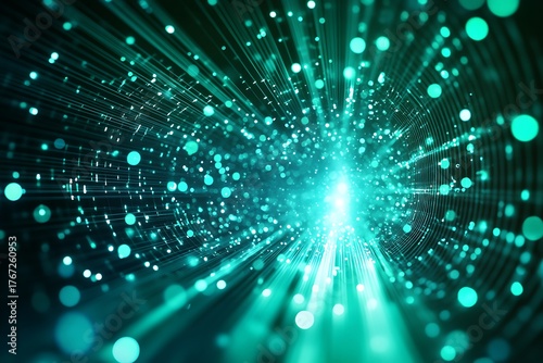 Abstract technology background with glowing particles