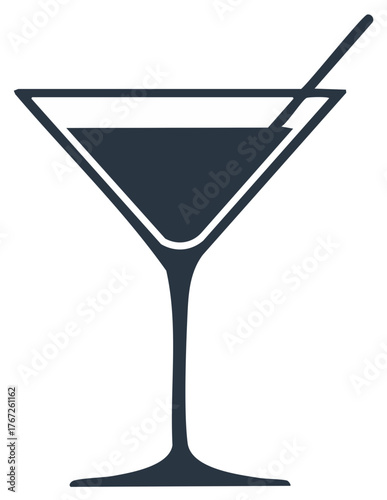 Martini Drink in Glass Silhouette Design Minimal Style