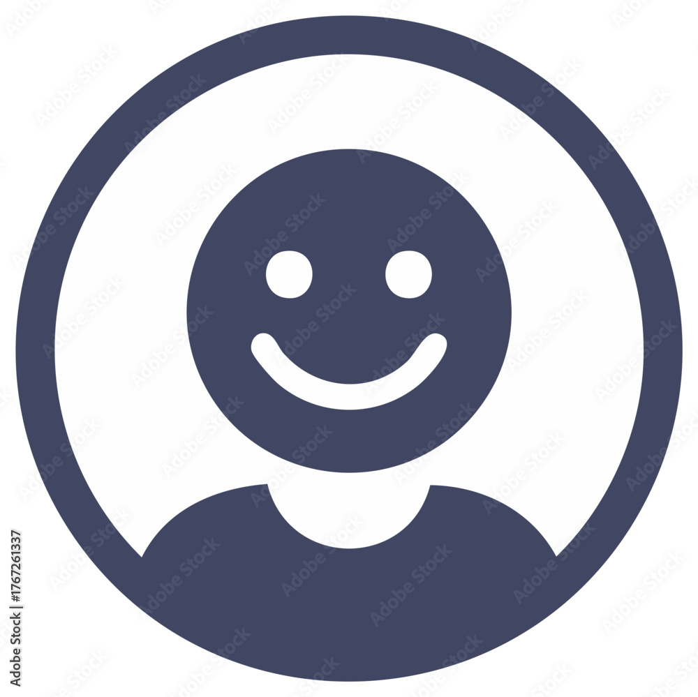 Fototapeta premium Smiley Face in Circle Avatar Social Media Profile Simple Graphic Icon