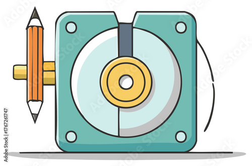 Illustration of a pencil sharpener, a device with a pencil insert