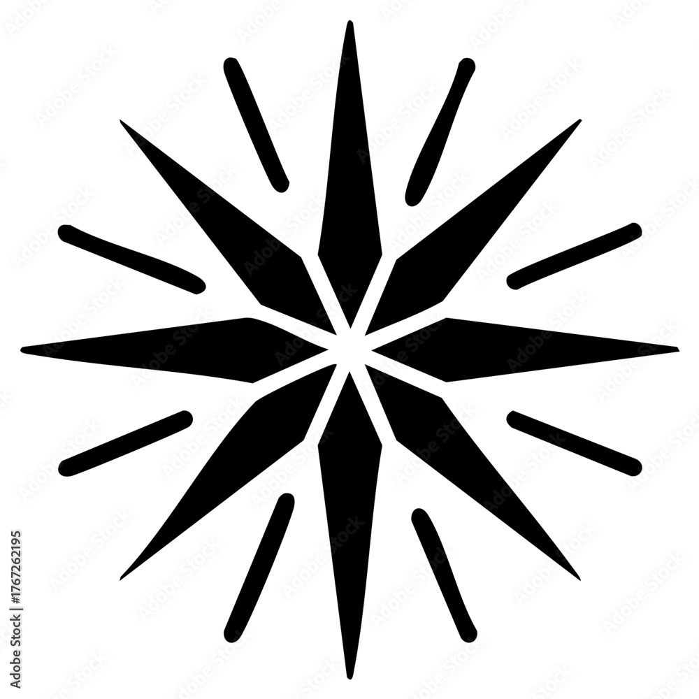 Obraz premium Black Compass Rose Vector Illustration Isolated Graphic