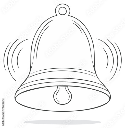 Illustration of a Vintage Style Ringing Metal Bell Graphic Art Design Concept
