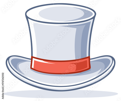 Classic Top Hat with Red Band, Formal Headwear Illustration