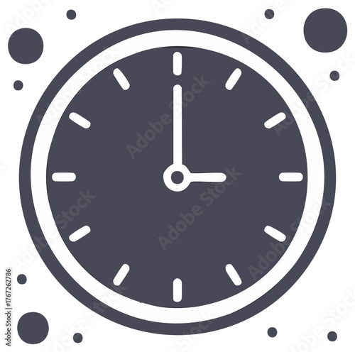 Simple Flat Design Clock Face with Minimalist Hands Indicating Time