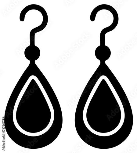 Pair of Elegant Dangle Earrings, Teardrop Design for Modern Style, Trendy Accessories on White, Fashion Forward Jewelry, Simple Silhouette