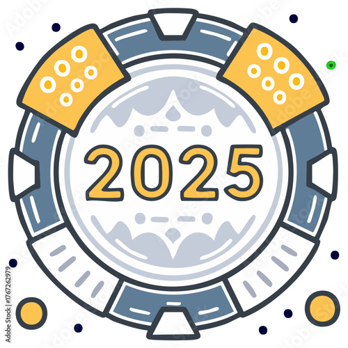Casino Chip with Year 2025 Prominently Displayed Festive Design