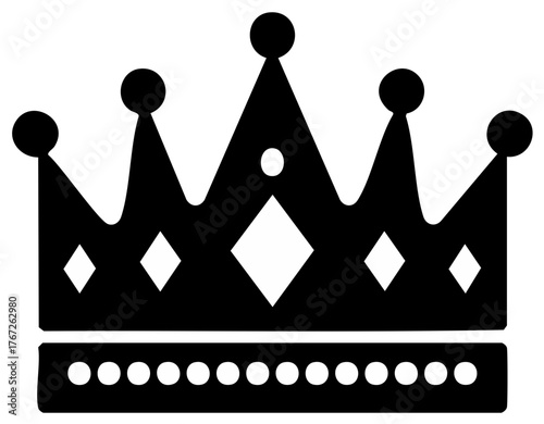 Black Silhouette of a Royal Crown with Jewels and Orbs