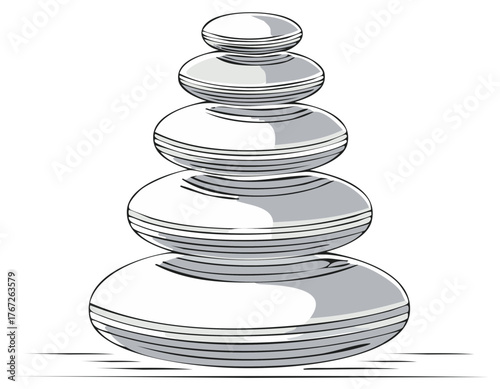 Zen balance of stacked stones illustration