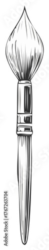 Monochrome illustration of a paint brush drawing tool for artist artwork