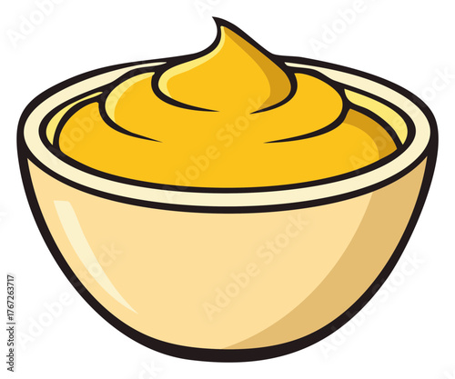 Delicious creamy sauce in a bowl illustration vector art food concept creamy sauce, dip, or spread isolated