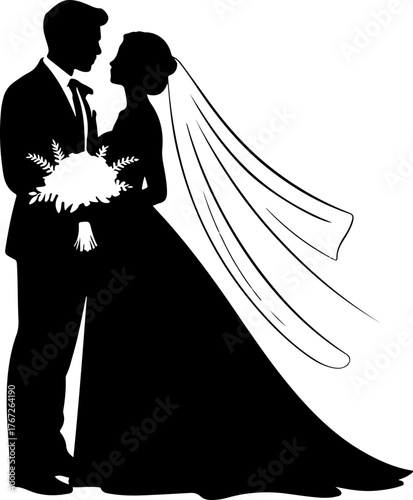 Bride silhouette vector illustration
