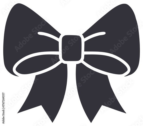 Elegant Gray Bow Silhouette Vector Illustration Present Decoration Festive Design Gift Concept