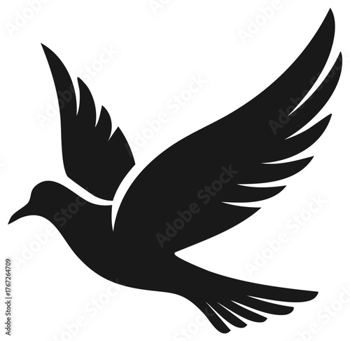 Flying dove black silhouette vector illustration peace freedom symbol