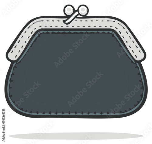 Classic Coin Purse with Metal Clasp and Decorative Stitching