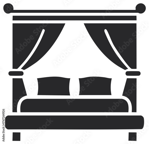 Four poster bed with canopy and pillows elegant silhouette