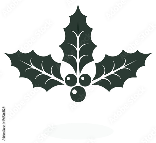 Christmas Holly Berries and Leaves Design Graphic, Holiday Decoration Element Icon