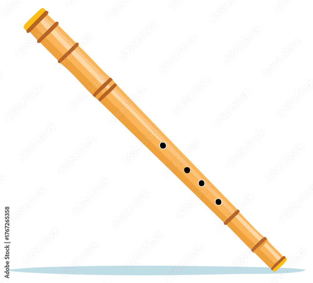 Naklejka premium Traditional bamboo woodwind instrument with finger holes for playing music