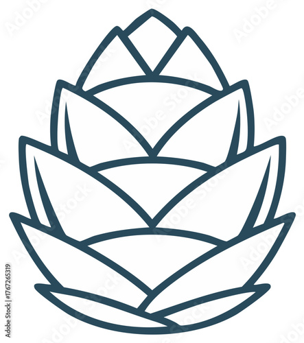 Stylized hop cone outline icon vector illustration graphic for beer brewing and craft beverage design