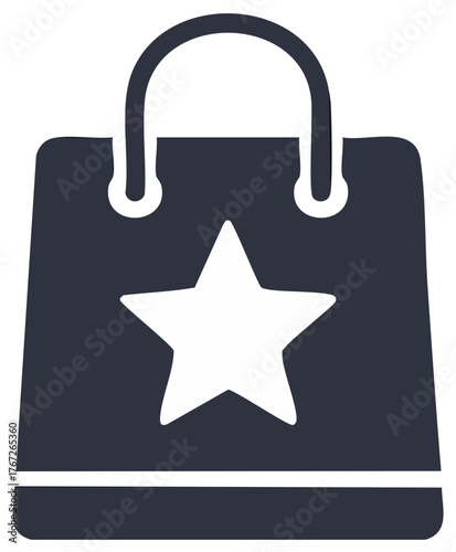 Dark shopping bag with a white star icon, symbolizing sales, favorites, or special offers