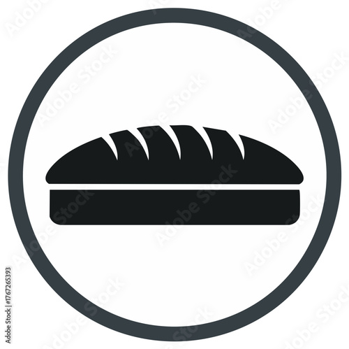 Simple Flat Icon of a Bread Loaf in a Circle for Bakery Logo or Food Symbol