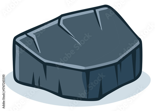 Cartoon Flat Vector Illustration of a Single Rock or Stone Isolated on White