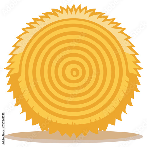 Golden Hay Bale Illustration Round Stack of Straw for Farm Harvest Season
