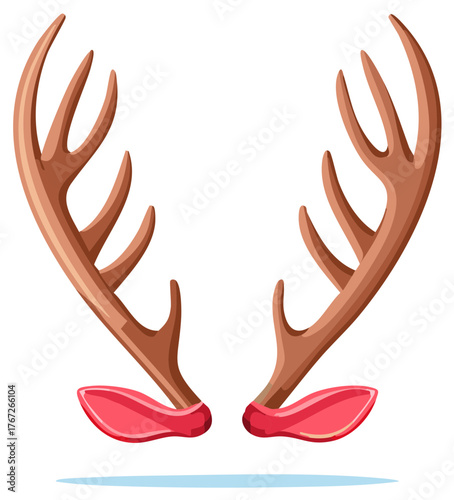 Cartoon Antlers with Pink Ears for Festive Dress Up Fun
