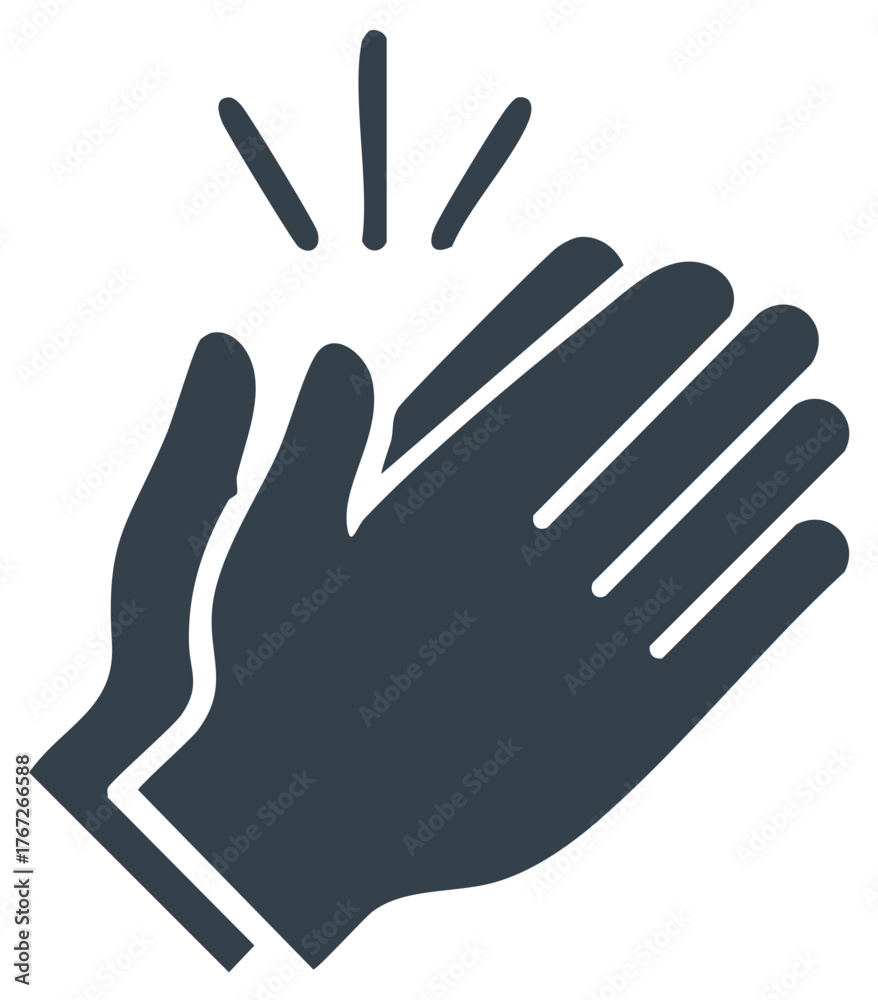 Obraz premium Illustration of two hands clapping with stylized sound lines indicating applause or appreciation