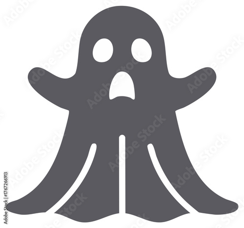 Scared Ghost Icon Spooky Halloween Character Silhouette