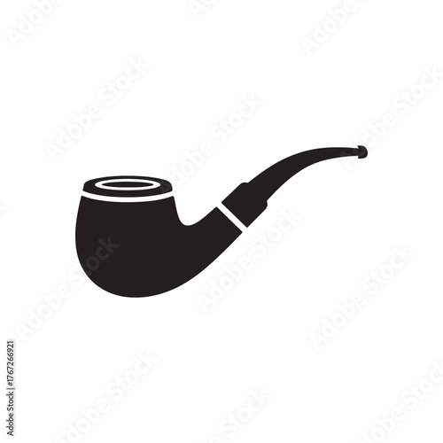 Classic smoking pipe silhouette icon vector flat illustration on white background.
