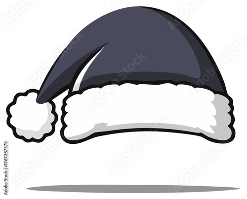 Illustration of Festive Santa Hat with Plush White Trim Holiday Season